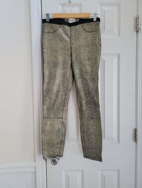 Helmut Lang Lamb Leather Embossed Skinny‎ Pants Size 4